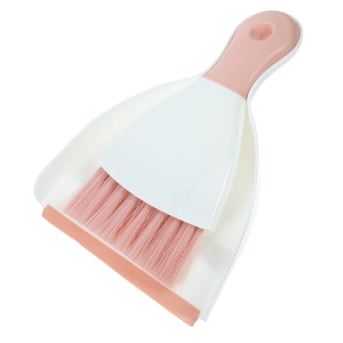 Veemoon Mini Escoba y Recogedor Portátil Multifuncional para Limpieza de Escritorio y Coche Cepillo Pequeño para Polvo Pelo de y Teclados Color Rosa