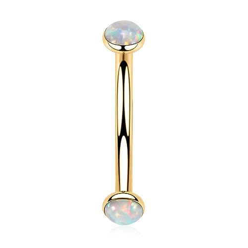 GAGABODY Titanium Eyebrow Jewelry - Curved Barbell & Labret Stud, 16g - Belly Button Ring & Cartilage Earring - Opal Bridge Jewelry2