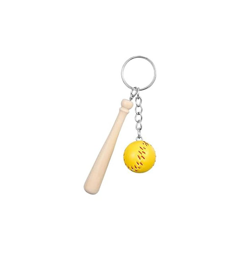 shilipu Softball Baseball Key Chain Sports Keychain Car Keys Pendant Party Favors for Sport Birthday Party Mini Wooden Bat Softball Keyring Gift for Baseball Sports Lovers