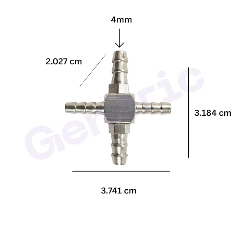 Image of Dental Chair Parts - Brass Nipple Size 4mm + 2mm Four Way Joint, Superior Quality, Compact Design, Long Service Life (Pack of 3)
