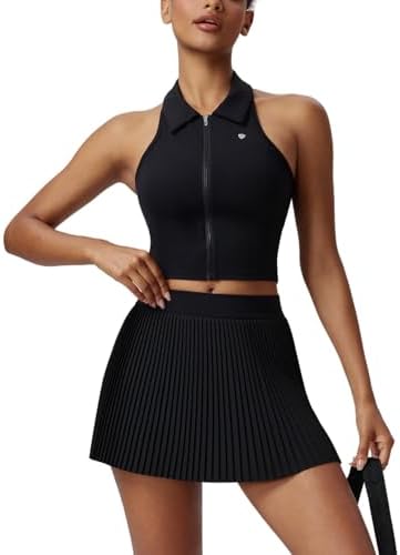 AFZ Women Pleated Tennis Skirt Set Two Piece Racerback Golf Outfi...