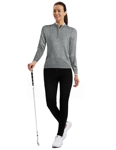 Image of JACK SMITH Quarter Zip Pullover Sweaters for Womens, Rib Polo Sweater Tops