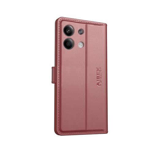 Image of AIBEX Compatible for Redmi Note 13 5G Flip Cover Leather Finish | Inside TPU with Card Pockets | Wallet Stand | Complete Protection Flip Case - Brown