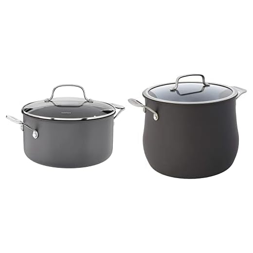 Cuisinart 6466-26 Hard Anodized 12-Quart Contour-Stainless-Steel-Cookware, Stockpot w/Cover & 644-24 Chef's Classic 6-Quart Nonstick-Hard-Anodized, Stockpot w/Cover