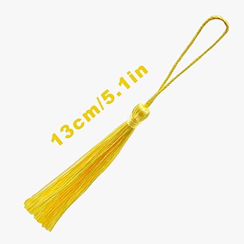 VAPKER 100 Pieces Light Yellow Color 13cm/5-Inch Silky Handmade Soft Tassels Floss Bookmark Tassels with 2-Inch Cord Loop for Jewelry Making, DIY Projects, Bookmarks