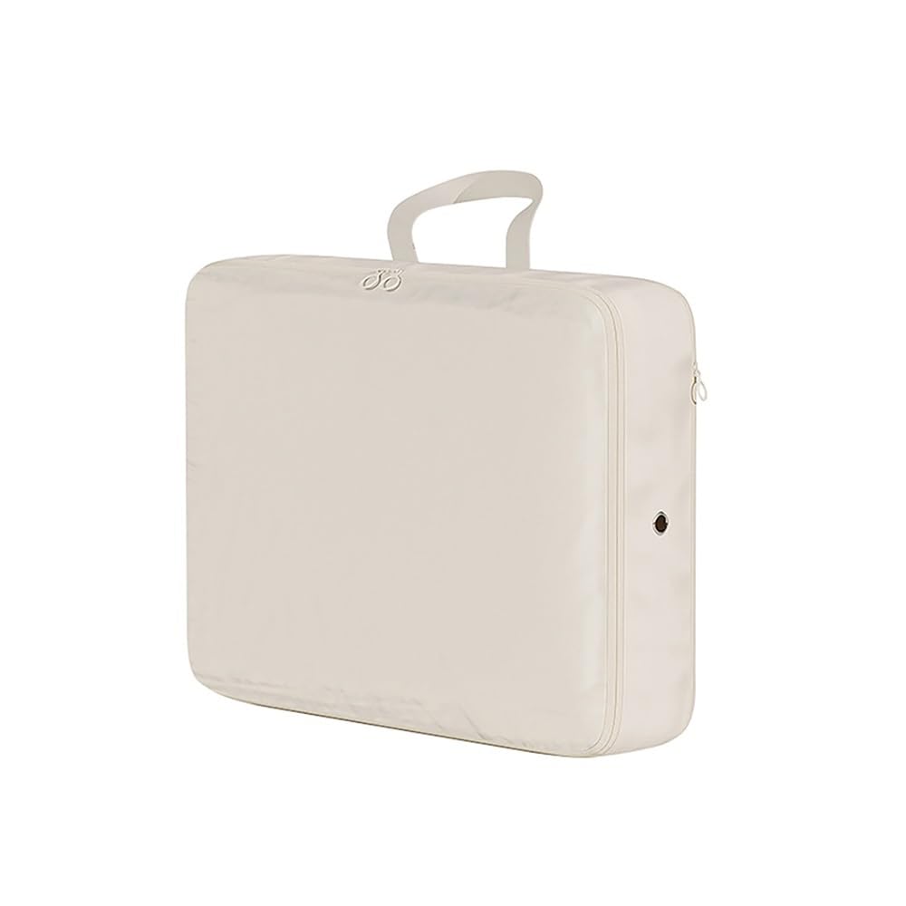 2PCS Compression Packing Cube Wardrobe Drawer Puffer Jacket Storage Foldable Luggage Suitcase Organizer Compressed Travel Clothes Bag(Beige,40X30X12)