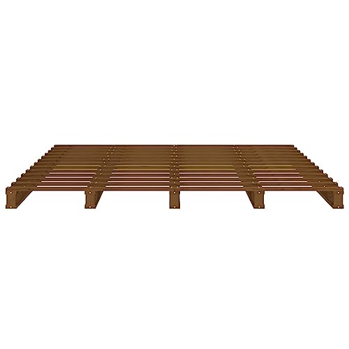 Marcos de cama de palé doble pequeña de madera maciza marrón 7