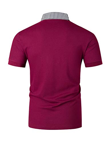 Image of GHYUGR Men's Polo Shirts Short Sleeve Slim Fit Polo Casual Plaid Splice T-Shirts