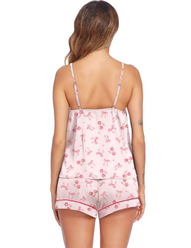 Image of Ekouaer Pajamas for Women Set Silk Satin Pjs Sexy Lingerie Sleepwear Cami Shorts Set Summer Nightwear S-XXL