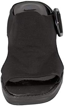 Fuzzy Judith (6867) Women's Wide Width Comfort Heeled Sandals With Buckle BLACK 8.5 | Image 1