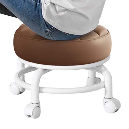 Taburete bajo con ruedas | Taburete rodante de baja altura | Taburete de pedicura con ruedas con ruedas | Taburete pequeño con ruedas giratorias universales para el hogar, garaje, tienda,