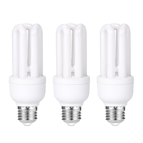 3 Pack Energy Saving 11W=60W E27 ES CFL Light Bulbs, Edison Screw CFL Light Bulbs, Daylight 6400K, Compact Fluorescent Lamp
