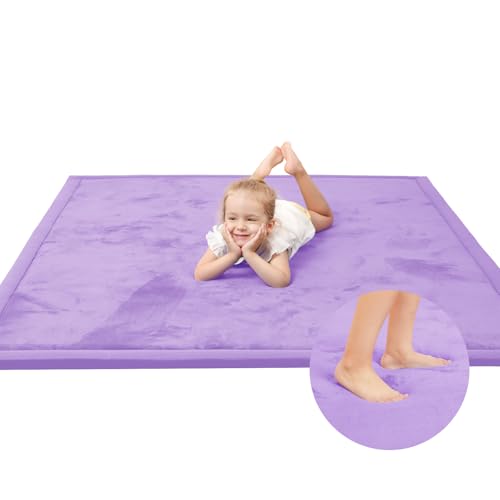 Image of Baby Play Mat for Floor,1.3 inch Thick Memory foam Tummy Time Mat for Toddlers,Infants,kids,Water-Repellent Soft Nursery Rug,Extra Large Non Slip for Crawling&Yoga,Tatami Style for Living Room(Lavender)