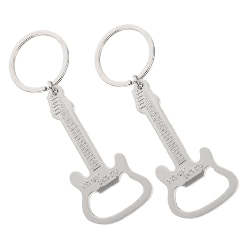DEARMAMY 2 piezas Llavero Abrebotellas Guitarra de Metal de Diseño Decorativo y Compacto para Bares Fiestas y Uso Diario Hogar Resistente y Ligero Accesorio Funcional y Original para