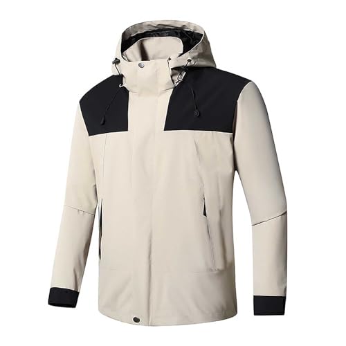 Generisch Giacca da uomo uomo alpinismo indossare giacca da equitazione outdoor multifunzionale hardshell, cachi, M