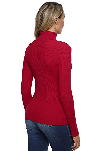 Image of PrettyGuide Women's Ribbed Turtleneck Long Sleeve Sweater Tops