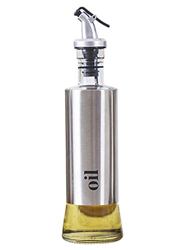 300ml/10FL OZ Kitchen Botella de aceite de oliva Cocinar Dispensador de vino Salsa de vinagre para recipientes con boquilla controlable, a prueba de fugas y acero inoxidable a prueba de polvo Cover