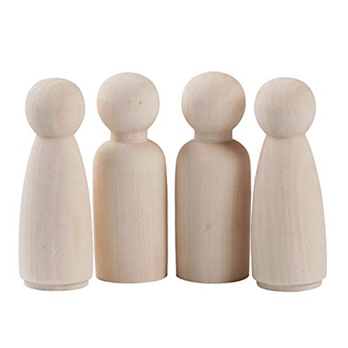 Egurs Figuras de madeira, 10 unidades, 75 mm, figuras bricolage (5 masculinas 5 femininas)