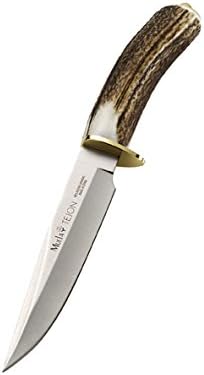 MUELA TEJON-16 Genuine Red Stag Antler Handle Hunting Knife with Leather Sheath