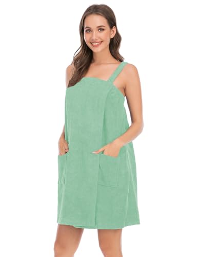 Image of Veseacky Women Bath Wrap Towel for Womens Shower with Pocket Adjustable Spa Robe & Facial Headband