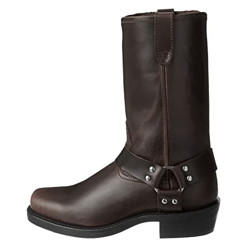 Plusfish Hommes Bottes Équitation Moto Bottes Casual Vintage Broderie Bottes Mi-Mollet Homme Bottes Bout Carré Western Cowboy Biker Bottes,Dark Brown,47 EU