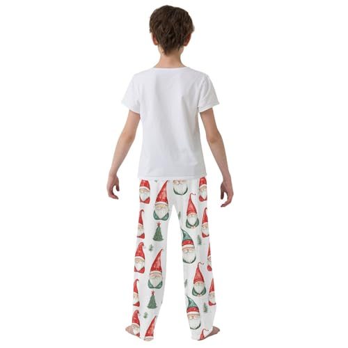Boys' Pants Watercolor Christmas Red Green Gnome Long Bottoms Jogger Pants Elastic Waist Trousers with Pockets S-XL3