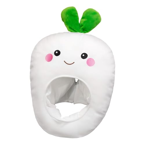 Chapeau de fruits - Costume de radis blanc de 30 cm - Chapeau de légumes en peluche - Costume de nouveauté douce - Accessoire commémoratif pour femmes et filles - Carnaval, festival, vacances