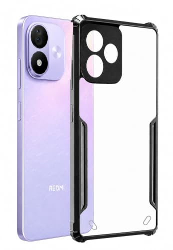 Image of SPAZY CASE Transparent Shockproof Back Cover for Poco M8 Power 5G | Clear Case with Air Cushion Corners | Scratch Resistant Hard Back | Camera & Screen Protection