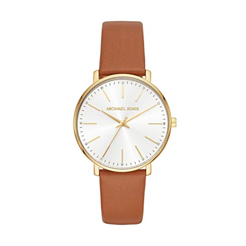 Michael Kors Women's Stainless Steel Quartz Watch with Leather Strap, Brown, 18 (Model: MK2740)