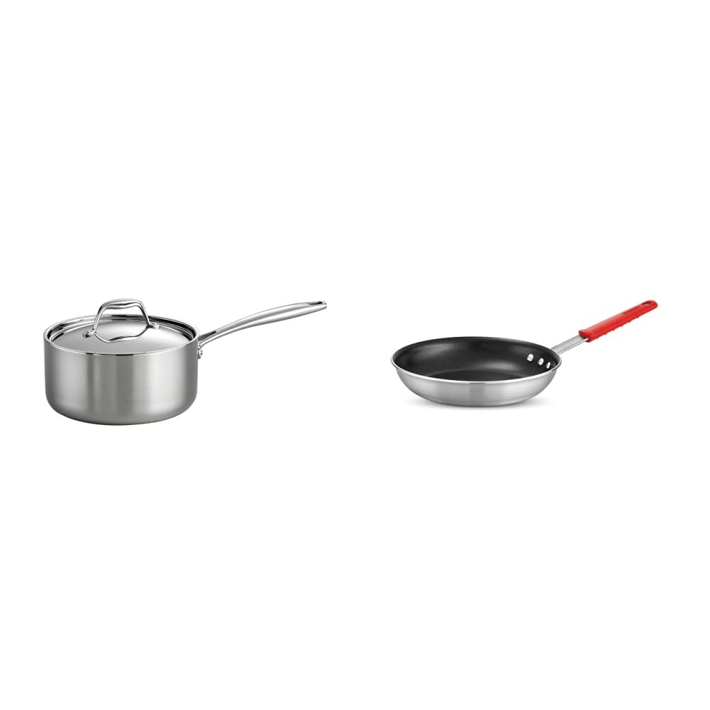 Tramontina Covered Sauce Pan Stainless Steel Tri-Ply Clad 3 Qt 80116023DS & 80114535DS Professional Aluminum Nonstick Restaurant Fry Pan 10 NSF-Certified product thumbnail 3