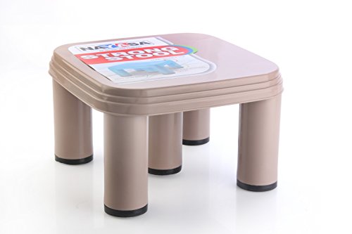 Image of Nayasa Strong Stool | Durable Plastic Stool | Ideal for Office Use, Kitchen and Bathroom Use, Shops and, Hospital Use, Plastic Stool for Home Use | Brown