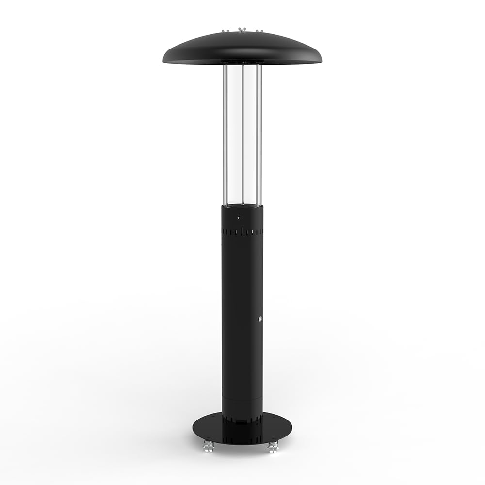 Stufa a Pellet da Esterno Lumea | Riscaldamento a 360° fino a 6 ore Potenza Regolabile 4,6-7 kW | Design moderno con ruote | Include Guanti, Spazzola e Powerbank
