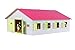 Produktbild Kids Globe Farming Reiterhof rosa Bauernhof Pferdestall Holz 1:24 mit 7 Boxen, Spielzeug Pferdehof, mit praktischem Faltdach, für alle gängigen Tierfiguren 610189