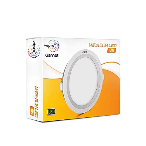 Image of Wipro Garnet 6W Round LED Wave Panel Light for Ceiling | Warm White Light (3000K) | Ultra-Slim Design | Recessed Down Light for False Ceiling |POP Ceiling Light | Cutout - 100mm | Pack of 12