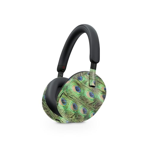 Image of MightySkins Glossy Glitter Skin Compatible with Sony WH-1000XM5 Headphones - Peacock Pattern | Protective, Durable High-Gloss Glitter Finish | Easy to Apply