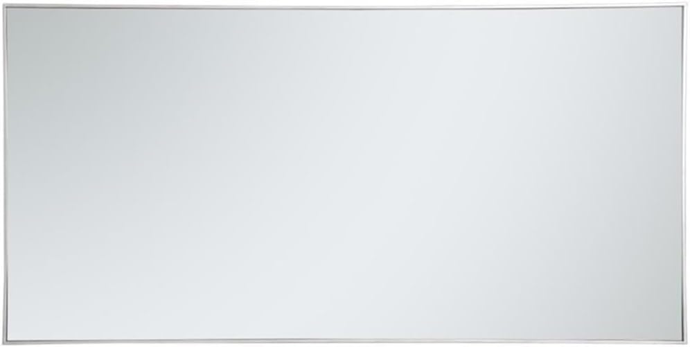 Pemberly Row 72" x 36" Rectangular Metal Frame Mirror, Silver Finish, Clear Glass, Contemporary Minimalistic Design, Vertical or Horizontal Orientation, Living Room, Dining Room, Bedroom, Bathroom,