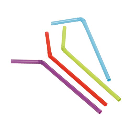 Kolorae Jumbo Flex Straws, Multi-Colored, Disposable Plastic Bendy And Flexible Drinking Straws thumb #1