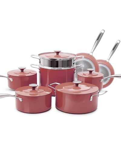 Nuwave Lux 13-Piece Premium Cookware Collection, Healthy G10 Duralon Blue Ceramic Nonstick, Ultra Durable, PFAS-Free, Lightweight & Works on All Cooktops