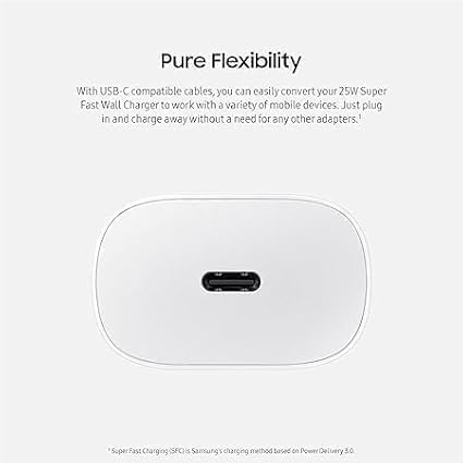 Image of Original 25W Super Fast Adpater for Sam Sung Galaxy S21 /S21+ /S21 Ultra /S20 /S20+ /S20 Ultra /Note 10,20 /Note 20 Ultra /Note10+ Type-C Fast Charger, (Cable not Included), White (DEC79)