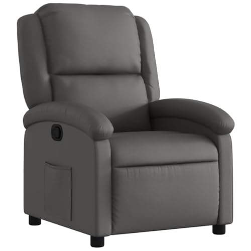 Sillón Reclinable Cuero Gris miniatura 1