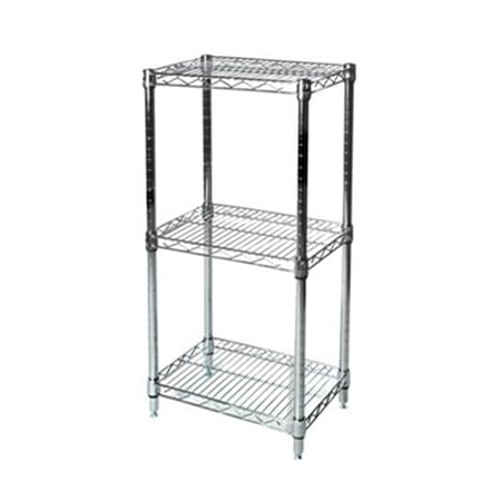 Shelving Inc. 10" d x 24" w x 34" h Chrome Wire Shelving with 3 Tier Shelves, Weight Capacity 800lbs Per Shelf
