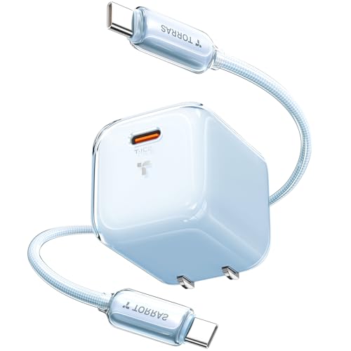 TORRAS IceNano 30W Charger for iPhone USB C [GaN3.0 Tech][PD3.0 Fast Charging] Foldable Charger Block for iPhone 17 Pro Max/16/15, iPad, Samsung, Google, Glacier Blue (5.5ft USB-C Cable Incl