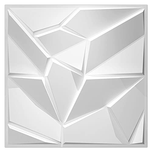 Art3d PVC 3D Wall Panels, Plastic Decorative Wall Tile in White 1...