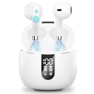 Wireless Earbuds, Bluetooth Headphones 5.4 with ENC Noise Cancelling Mics, 40H Bluetooth Ear buds Stereo Bass with Dual LED Display Charging Case, IP7 Waterproof Wireless Earphones for Android, iOS