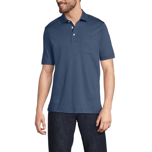 Lands' End Men's Premium American-Grown Supima Cotton Polo Shirt, Short Sleeve, Pocket - Big & Tall