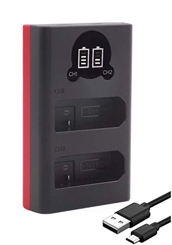 Baxxtar Dual LCD 18532 - compatibel met batterij Nikon EN-EL14 EN-EL14a - mini Batterij oplader - voeding via USB-C of Micro-USB