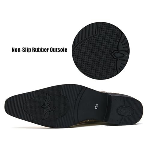 Men's Patent Leather Printed Chunky Heel Party Loafers with Monk Buckle Fashion Cap Toe Point Toe Block Low Heel Slip-On Dress Oxfords for Business Work Formal4