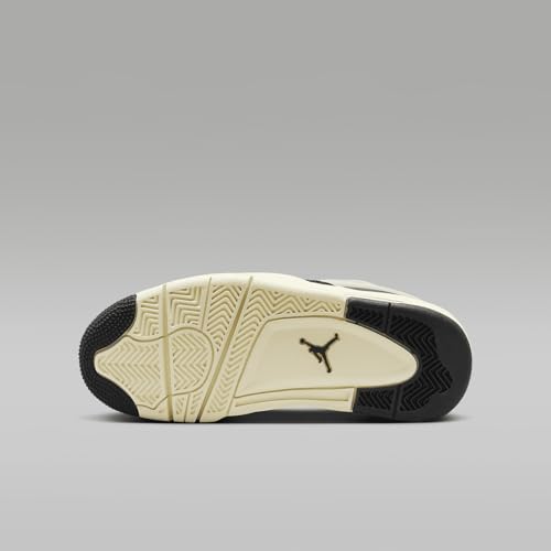 Air Jordan 4RM Big Kids' Shoes (FQ7938-006, Black/Sail/Coconut Milk/Gym Red) Size 3.52