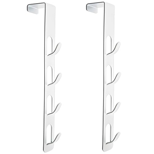 Tressify Perchero de 2 piezas para colgar sombreros y abrigos, sin taladro, para organizar llaves, bolsas y abrigos, ganchos de metal blanco