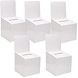 MCB - Large Cardboard Box - Ballot Box - Suggestion Box - Raffle Box - Ticket Box - with Removable Header -White(5 Pack)